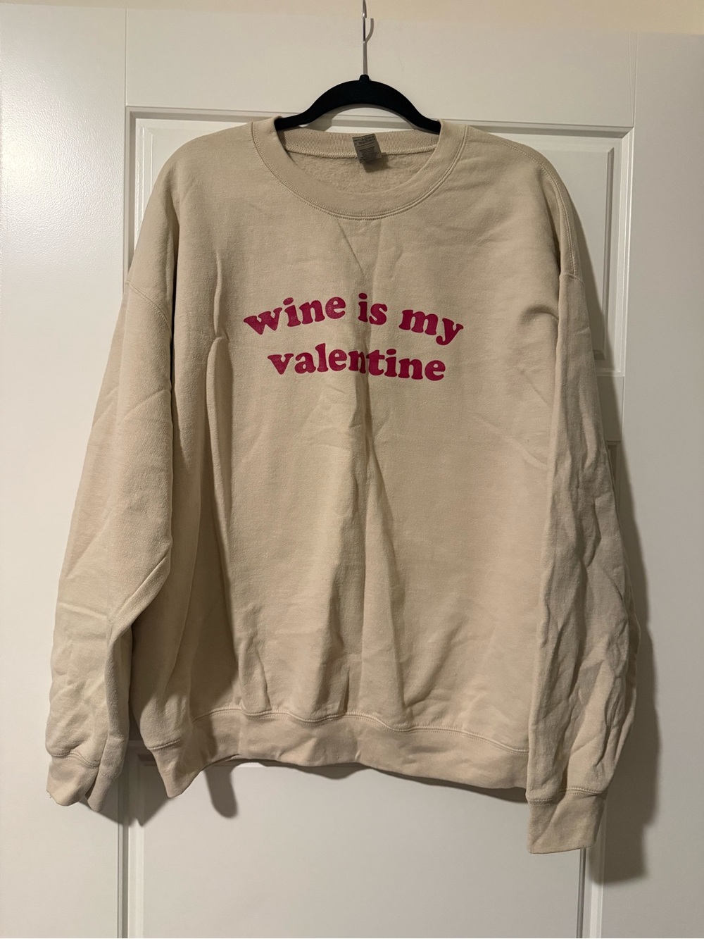 Pink Lily Cream Graphic Crewneck Sweatshirt with Pink Script